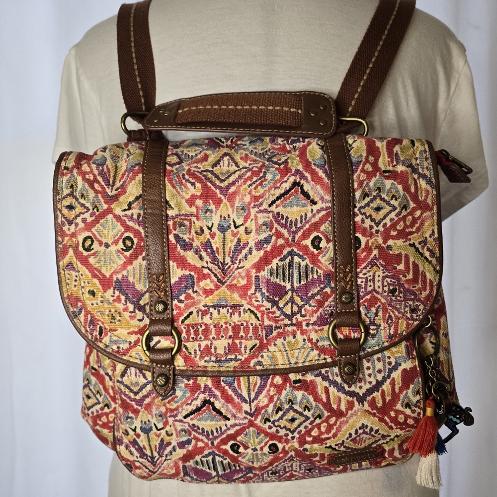 Woven Multi-Color Canvas Convertible Crossbody Backpack Sak Roots